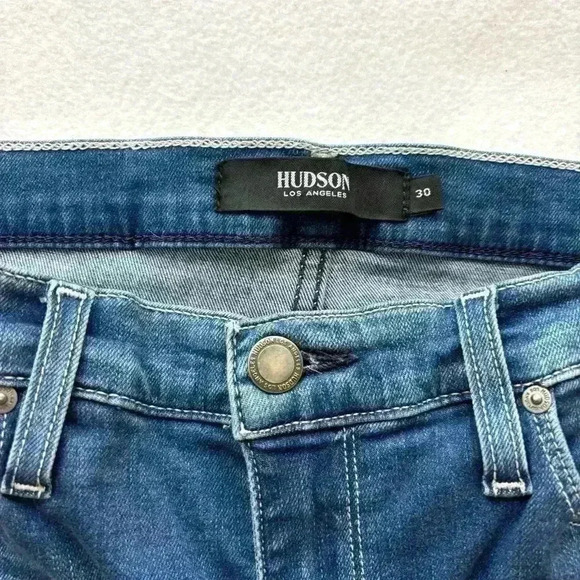 Hudson Barbara Med Wash Highrise Super Skinny Raw Hem Stretch Ankle Jean Size 30 - Picture 12 of 16